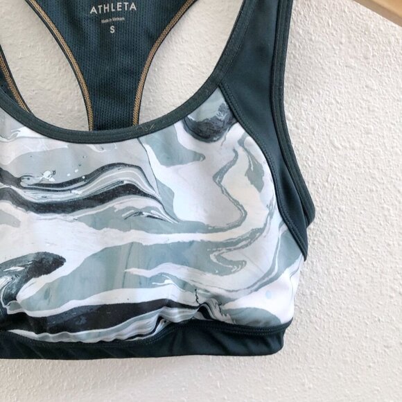 ATHLETA Teal Green Marbled Triple Dare Sports Bra Small Size - Picture 5 of 10